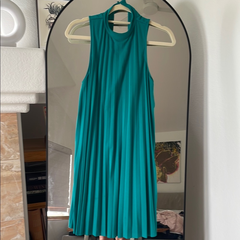 Anthropologie Green and Blue Sleeveless Mid Dress